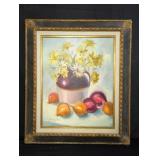 Signed Marie Hunter still life oil on canvas