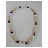 Vintage multi-color jade and onyx beads necklace