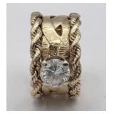 14k gold wedding band with one-carat