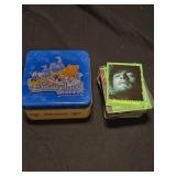 Disney tin box and vintage 1979 marvel hulk cards