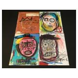 4 oil paintings on paper