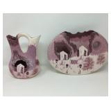 Pair of Southwest style ceramic vase and pitcher