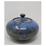 Vintage Shearwater hand-thrown lidded pottery jar