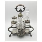 Victorian style silver plated cruet set,