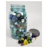 Jar of vintage marbles
