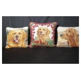 3 Tapestry throw pillows with dog decoration