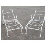 Pair of wrought iron chaise lounge