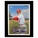 Pete Rose signed baseball card.