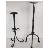 Pair of mismatch iron candle holders