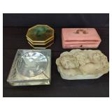 Ceramic, glass, and velvet jewelry and trinket