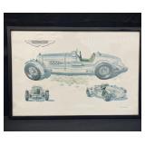 Vintage framed Aston Martin automotive print