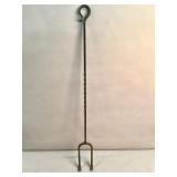 Large antique wrought iron log fork