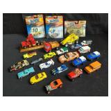 Group of die-cast cars with some "Hot Wheels"