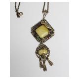 Vintage Art Nouveau-style gold-tone, enamel