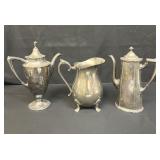 Silver plate coffee pots and pitcher