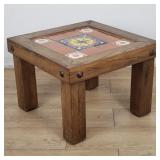 Vintage oak western-style tile top end table