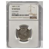 NGC Graded 1899-O Barber Silver Quarter Coin.