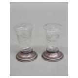 Weighted sterling silver and glass salt shakers