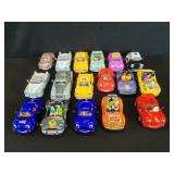 Collection of vintage Chevron plastic cars