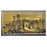 Framed, signed large acrylic painting on board