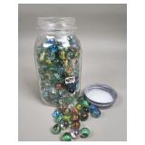 Jar of vintage marbles