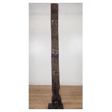 African carved wood Bobo mask on metal base