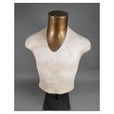 Male torso mannequin form on a metal stand