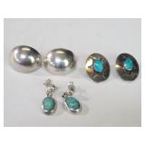 Three pairs of sliver and sterling silver earrings