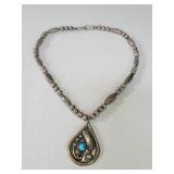 Vintage J. M. Haley silver beaded necklace with