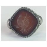 Vintage carnelian intaglio silver ring