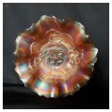 Vintage Carnival glass marigold bowl