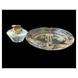 Vintage crystal lighter & ashtray