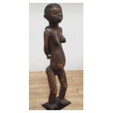 African carved wood mother and child statue on