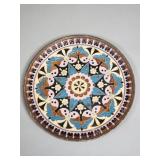 Vintage enameled brass plate