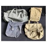 Group of vintage military canvas bags