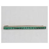 Art Deco style silver brooch with green