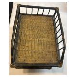 Vintage mid century two tier  bamboo and wicker