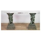 3-piece vintage marble top console table on
