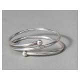 Cellerini style silver spiral bangle bracelet