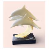 Vintage 1989 Signed John Perry dolphin sculpture