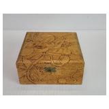 Vintage Flemish art Co. Pyrography trinket box