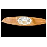 Vintage Japanese hand carved wood serving tray