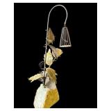 Vintage signed metal & stone sculpture