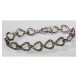 Vintage sterling silver and marcasite heart link