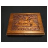 Vintage nautical cigar humidor wood box