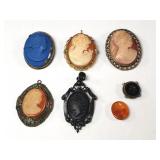 Vintage cameo brooches and pendants