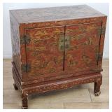 2-piece vintage Chinese lacquered cabinet