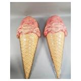 Pair of large vintage ice cream cones