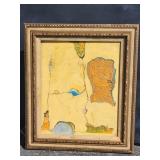 Mid century abstract textured oil on canvas