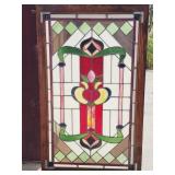 Vintage hanging stained glass window as is